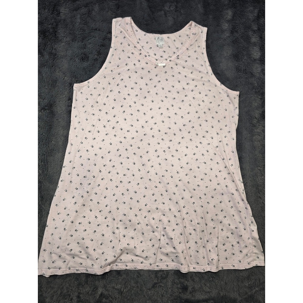 Aria Womens Pink Floral Sleeveless Nightgown V-Neck Sleepwear Size XL 0229